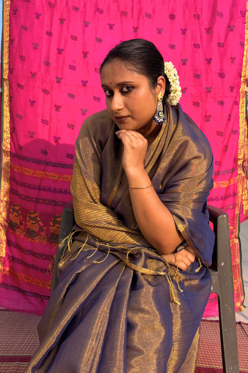 Shaam Mastani - Indiestore Handloom Tissue Bluish Copper Festive Saree