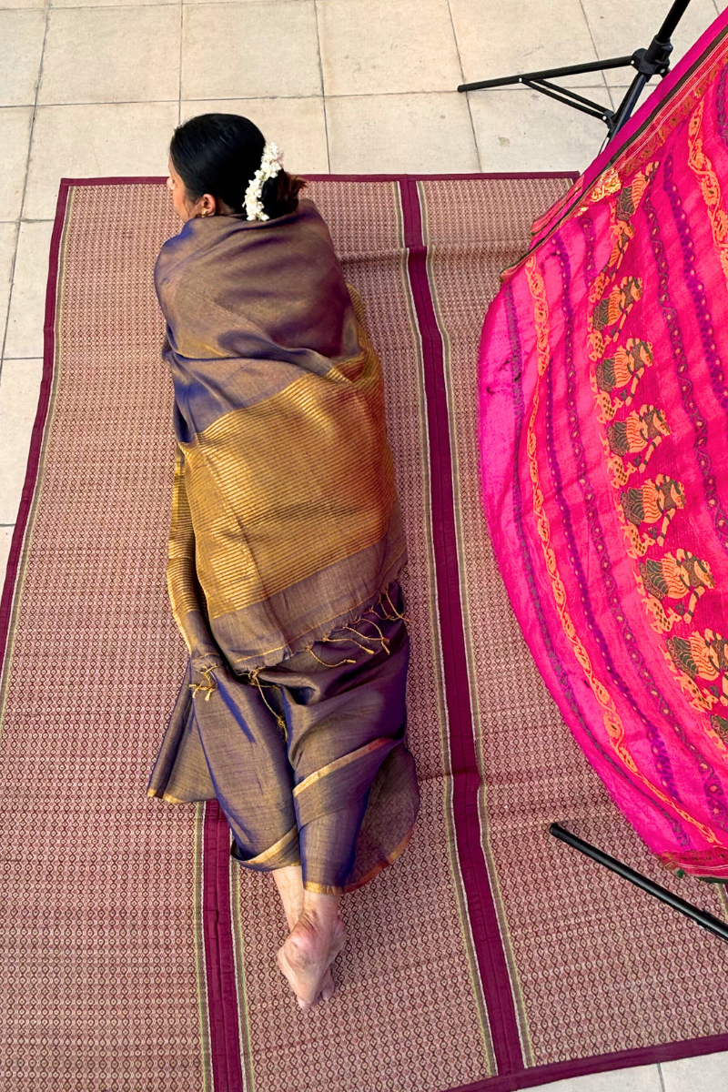 Shaam Mastani - Indiestore Handloom Tissue Bluish Copper Festive Saree