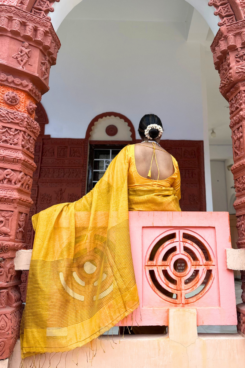 Phoolon Ke Rang - Indiestore Handloom Tissue Golden & Rose Pink Festive Saree